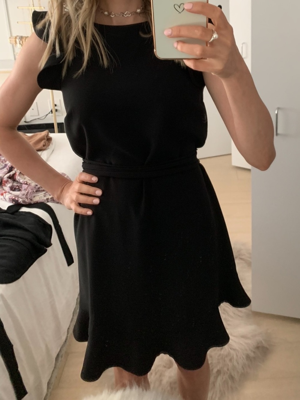 LOFT Black Ruffle-Trim Little Black Dress Size 2